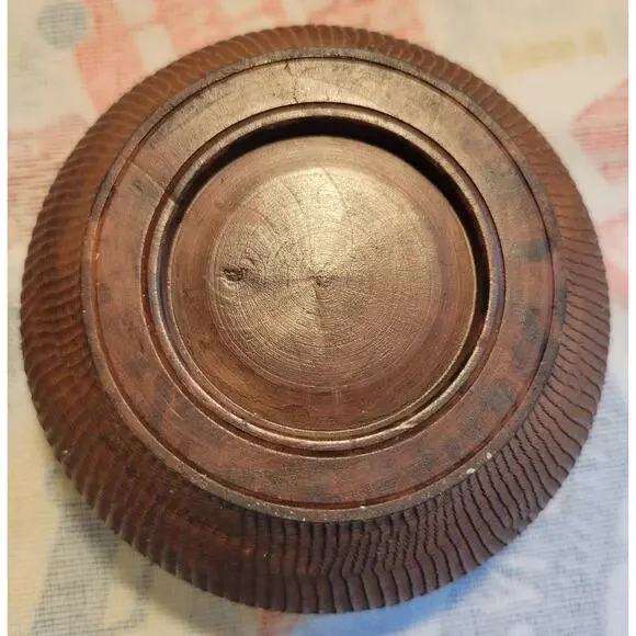 Vintage Wooden Japanese Rice Bowl and Lid 4 round 3 Tall Torii Gate Mount Fuji